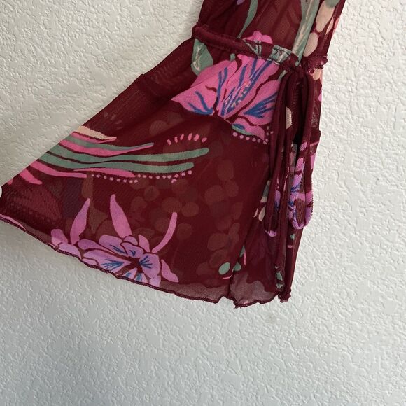 Free People Piece of Paradise Bell Sleeve Floral Mesh V-Neck Blouse Large New e3 - Picture 11 of 15